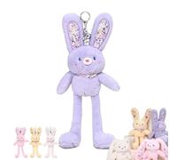 Genérico Adorable Floral Stretchy-Ear Plush Bunny Gift, Cute Stretchy Plush Bunny Keychain (Purple)