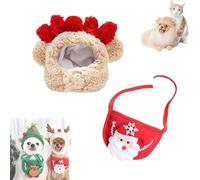 Genérico Adorable Gorro Navideño con Pompón De Softenthiss, Accesorios Divertidos Y Suaves para Mascotas, Sets Navideños para Gatos Y Perros,S-1