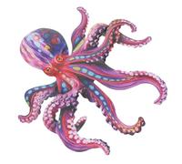 Genérico Adorno Colgante de Pulpo Metálico para Jardín y Patio, Decoración Mural de Hierro Colorido, Pieza Única para Ambientes Exteriores