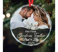 Genérico Adorno Primera Navidad como Casados 2024 - Bola de Navidad Personalizada con Foto, Adornos Navideños Personalizados, Adorno Navideño para Casados Adorno de Boda para Recién Casados
