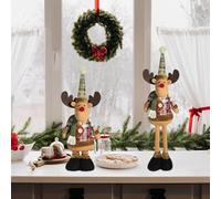 Genérico Adornos de Navidad con Patas Extensibles simpático muñeco de Reno es Extensible, añadir un Toque Festivo a tu hogar. 33 * 20 * 10/53 * 20 * 10
