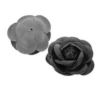 Genérico Adornos Par Negras Rosas de Piel 1 Sintética para Zapatos Mujer