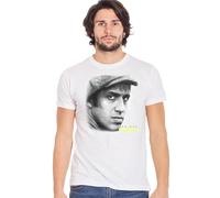 Generico Adriano Celentano The Legend Cantautor italiano Art. 18-2 Camiseta Urban Men Hombre 100% Algodón flameado BS, Color blanco., S