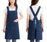 Genérico Adult Cross-Back Denim Apron,Lightweight Cotton Apron with Front Pocket,Durable and Stain-Resistant Kitchen Work Aprons