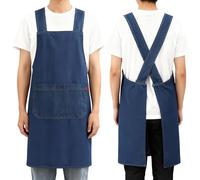 Genérico Adult Cross-Back Denim Apron,Lightweight Cotton Apron with Front Pocket,Durable and Stain-Resistant Kitchen Work Aprons