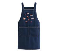 Genérico Adult Denim Apron - Cotton Embroidered Smock, Front Pocket Bib | Unisex Lightweight Adjustable Kitchen Pinafore, Versatile Farm Gardening Apparel For Home Cooking With Cross Back Straps
