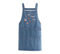 Genérico Adult Denim Apron - Cotton Embroidered Smock, Front Pocket Bib | Unisex Lightweight Adjustable Kitchen Pinafore, Versatile Farm Gardening Apparel For Home Cooking With Cross Back Straps