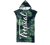 Genérico Adult Hooded Beach Towel Microfiber - 110x75cm 300g Quick Dry Cape Poncho - Soft Bathrobe Wrap For Swimming Pool Surf - Tropical Leaf Island Holiday Deep Sea