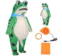 Genérico Adult inflatable frog costume, fun and cute full-body inflatable frog costume with an air pump, perfect for Halloween cosplay parties (Green,M)