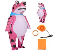 Genérico Adult inflatable frog costume, fun and cute full-body inflatable frog costume with an air pump, perfect for Halloween cosplay parties (Pink,M)