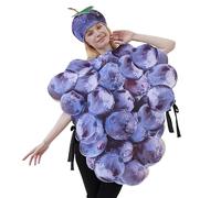 Genérico Adult Purple Grape Bundle Costume with Hat - Fun Fruit Outfit for Halloween | Funny Food Party Set for Men | Fruit Veggie