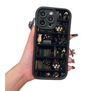 Genérico Aesthetic Cartoon Bookshelf Phone Case,Vintage Bookshelf Floral Phone Case,Compatible for iPhone 16 Pro MAX Cases,Shockproof Non Slip Soft for iPhone 16 15 14 13 12 11 Pro MAX XR XS Plus