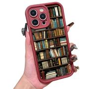 Genérico Aesthetic Cartoon Bookshelf Phone Case,Vintage Bookshelf Floral Phone Case,Compatible for iPhone 16 Pro MAX Cases,Shockproof Non Slip Soft for iPhone 16 15 14 13 12 11 Pro MAX XR XS Plus