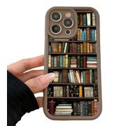 Genérico Aesthetic Cartoon Bookshelf Phone Case,Vintage Bookshelf Floral Phone Case,Compatible for iPhone 16 Pro MAX Cases,Shockproof Non Slip Soft for iPhone 16 15 14 13 12 11 Pro MAX XR XS Plus