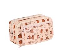 Genérico Aesthetic Pencil Pouch, Animal Pattern Stationery Pen Case, 8.46x3.35x4.92 Inches 9 Compartments Cosmetic Bag with Zipper, Ideal for Girls Boys Kids and Travel Storage Use