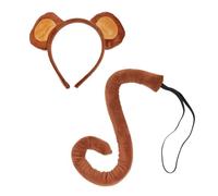 Genérico Affen Kostümset Für Kinder - Stirnband Mit Ohren & 58cm Langer Schwanz | Tier-Cosplay Zubehör Für Karneval, Fasching & Mottoparty, Weiches Stoff-Set Für & Mädchen,