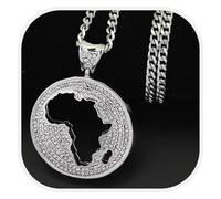 Genérico Africa Necklace Fashion Copper set with zircon Country Republic Flag Pendant Jewelry for Women Men Hip Hop Gift (Style D)