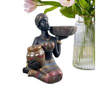Genérico African Statues For Home Decor - Seated Woman Figure with Bowl