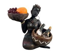 Genérico African Statues For Home Decor - Seated Woman Figure with Bowl