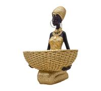 Genérico African Statues - Vintage Tribal Women Gold Black Figurines
