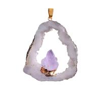 Genérico Agate Necklace - Irregular Gemstone Necklace For Men | Gold Plated Material With Unique Agate Design, Fashion Jewelry For Commuting, Dating, Wedding, Celebration