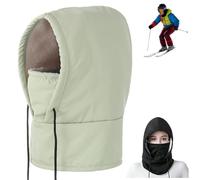 Genérico Agriculturi Waterproof Fleece-Lined Hood,3-in-1 Winter Windproof Full Cover Hood,Balaclava Ski Mask Hat with Drawstring (FR/ES, Letras, S, Green)