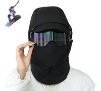 Genérico Agriculturi Waterproof Fleece Lined Hood, Winter Windproof Full Cover Ski Masks, 3-in-1 Agriculture Hood Hat with Drawstring (Black)