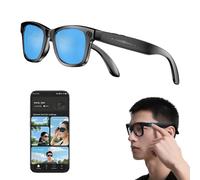 Genérico AI Smart Glasses with Camera, 800W HD Camera Glasses with Music & Call Features, Cameras Glasses for Men with 144 Language & Accent, Anti-Blue Light & UV Protection (Blue Lenses)