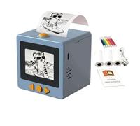 Genérico AI Voice Sticker Printer, Mini Printer Sticker Maker Machine with Display for DIY, Diary, Photos - with 3 Paper Rolls and 5 Coloring Pens