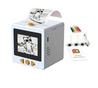 Genérico AI Voice Sticker Printer, Mini Printer Sticker Maker Machine with Display for DIY, Diary, Photos - with 3 Paper Rolls and 5 Coloring Pens