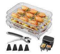 Genérico Air Fryer Rack - 7.48x4.92x3.54in Stainless Steel, Silicone Feet, Anti-Scald Clip | Durable Kitchen Accessory For Air Fryer Oven Microwaves Toaster Grill Home Apartment RV Cooking Meal Prep