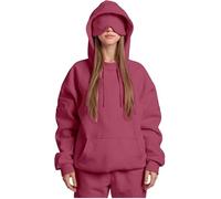 Genérico Airplane Mode Travel Hoodie with Eye Mask, Travel Hoodie with Secret Pockets Womens, Sweatshirt Pullover for Flying Sleeping, Wearable Blanket Hoodies for Men Women Sleep (Rose Red,M)