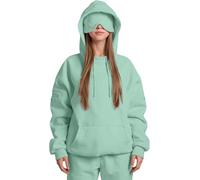 Genérico Airplane Mode Travel Hoodie with Eye Mask, Travel Hoodie with Secret Pockets Womens, Sweatshirt Pullover for Flying Sleeping, Wearable Blanket Hoodies for Men Women Sleep (Mint Green,S)