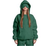 Genérico Airplane Mode Travel Hoodie with Eye Mask, Travel Hoodie with Secret Pockets Womens, Sweatshirt Pullover for Flying Sleeping, Wearable Blanket Hoodies for Men Women Sleep (Green,XL)