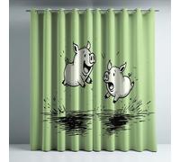 Genérico Aislamiento Térmico Cortinas Opacas Estilo Animal Cerdito Charco Decoración para Dormitorio Sala de Estar con Ojales Juego de 2 Paneles, Protección de Privacidad, 117An x 160Al cm