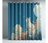 Genérico Aislamiento Térmico Cortinas Opacas Estilo Anime Gato Flora Decoración para Dormitorio Sala de Estar con Ojales Juego de 2 Paneles, Protección de Privacidad, 140An x 260Al cm