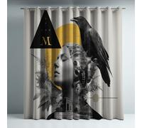 Genérico Aislamiento Térmico Cortinas Opacas Estilo Arte Cuervo Estatua Decoración para Dormitorio Sala de Estar con Ojales Juego de 2 Paneles, Protección de Privacidad, 117An x 183Al cm