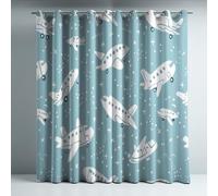 Genérico Aislamiento Térmico Cortinas Opacas Estilo Avión Lunares Dibujos Animados Decoración para Dormitorio Sala de Estar con Ojales Juego de 2 Paneles, Protección de Privacidad, 140An x 225Al cm