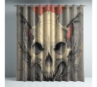 Genérico Aislamiento Térmico Cortinas Opacas Estilo Cuerno de Carnero Mal Demonio Decoración para Dormitorio Sala de Estar con Ojales Juego de 2 Paneles, Protección de Privacidad, 117An x 137Al cm