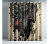 Genérico Aislamiento Térmico Cortinas Opacas Estilo Genial Caballo Viento Decoración para Dormitorio Sala de Estar con Ojales Juego de 2 Paneles, Protección de Privacidad, 140An x 260Al cm