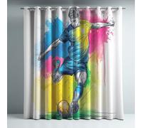 Genérico Aislamiento Térmico Cortinas Opacas Estilo Grafiti Fútbol Atleta Decoración para Dormitorio Sala de Estar con Ojales Juego de 2 Paneles, Protección de Privacidad, 117An x 183Al cm