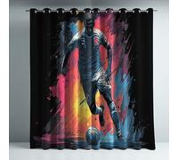 Genérico Aislamiento Térmico Cortinas Opacas Estilo Grafiti Fútbol Pintado Decoración para Dormitorio Sala de Estar con Ojales Juego de 2 Paneles, Protección de Privacidad, 140An x 260Al cm