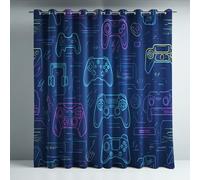 Genérico Aislamiento Térmico Cortinas Opacas Estilo Juego Mando Minimalista Decoración para Dormitorio Sala de Estar con Ojales Juego de 2 Paneles, Protección de Privacidad, 117An x 137Al cm