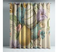 Genérico Aislamiento Térmico Cortinas Opacas Estilo Pascua Huevo Flora Decoración para Dormitorio Sala de Estar con Ojales Juego de 2 Paneles, Protección de Privacidad, 140An x 225Al cm