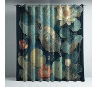 Genérico Aislamiento Térmico Cortinas Opacas Estilo Planta Nenúfar Ilustración Decoración para Dormitorio Sala de Estar con Ojales Juego de 2 Paneles, Protección de Privacidad, 140An x 175Al cm