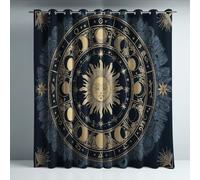 Genérico Aislamiento Térmico Cortinas Opacas Estilo Retro Girasol Luna Decoración para Dormitorio Sala de Estar con Ojales Juego de 2 Paneles, Protección de Privacidad, 117An x 183Al cm