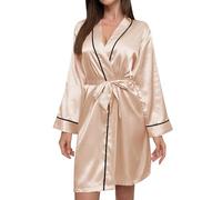Generico Albornoz de mujer hasta la rodilla, suave y ligero con cuello en V, ropa casual casual para mujer Mono de verano elegante, oro rosa, S