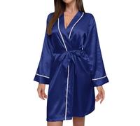 Generico Albornoz de mujer hasta la rodilla, suave y ligero con cuello en V, ropa casual casual para mujer Mono de verano elegante, Marina militar., L