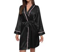 Generico Albornoz de mujer hasta la rodilla, suave y ligero con cuello en V, ropa casual casual para mujer Mono de verano elegante, Negro , S