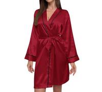 Generico Albornoz de mujer hasta la rodilla, suave y ligero con cuello en V, ropa casual casual para mujer Mono de verano elegante, rojo, S